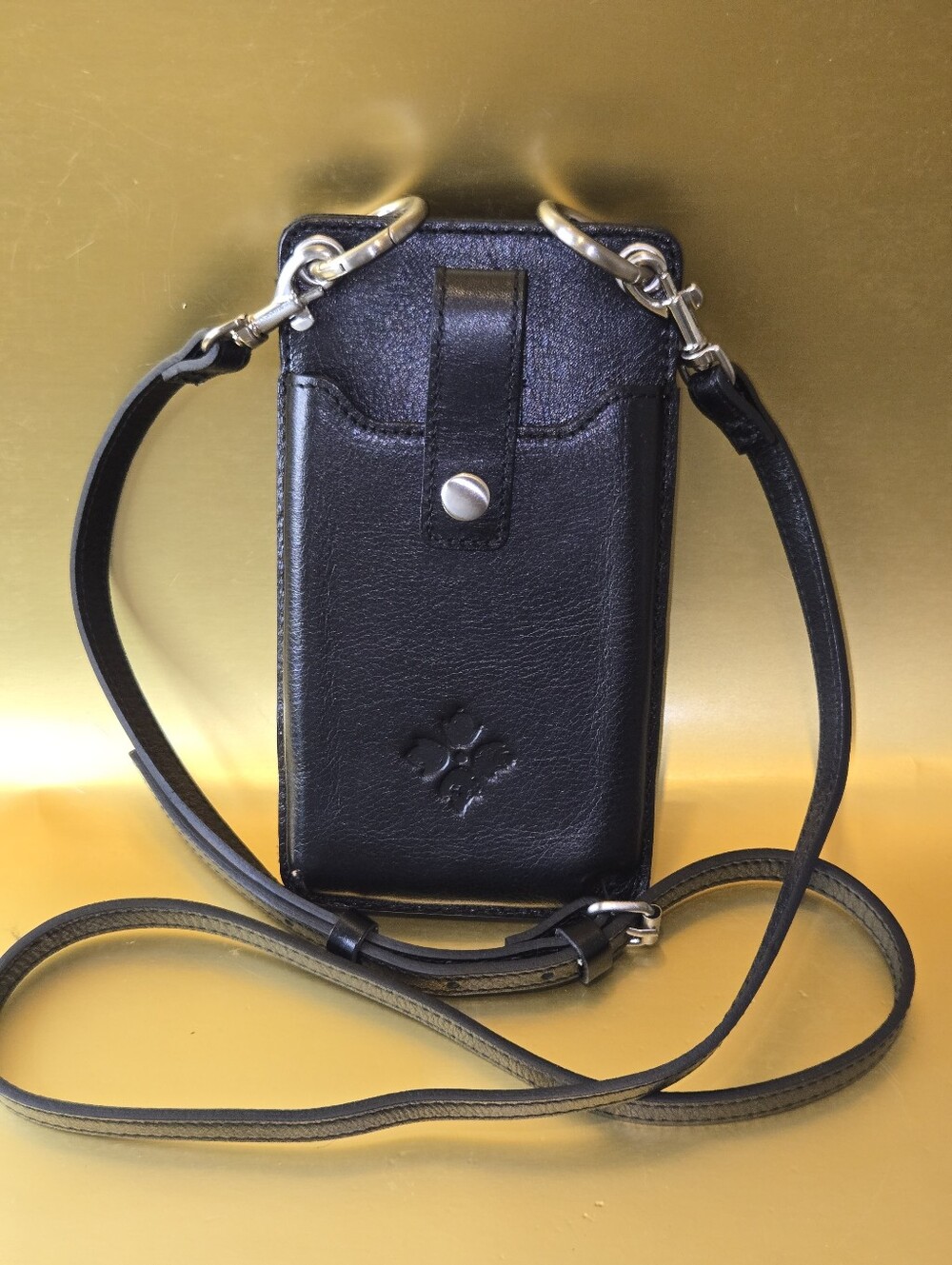 Patricia Nash Black Leather Cell Phone Crossbody Wallet + FREE Coach Case